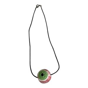 Unique Green and Red ceramic eyeball handmade pendant Pendant Necklace